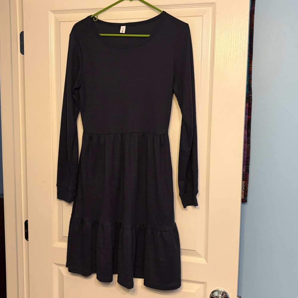 Navy waffle dress